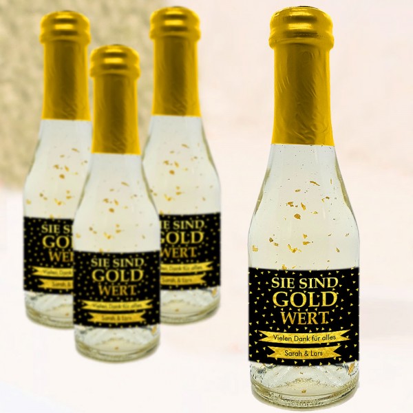 Sekt Piccolo "Sie sind Gold wert" eigenes Etikett im 6er SparSet