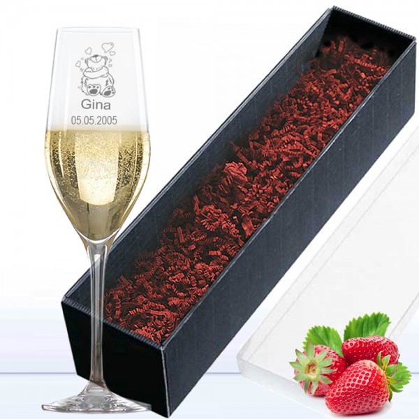 Sektglas graviert in Geschenkverpackung