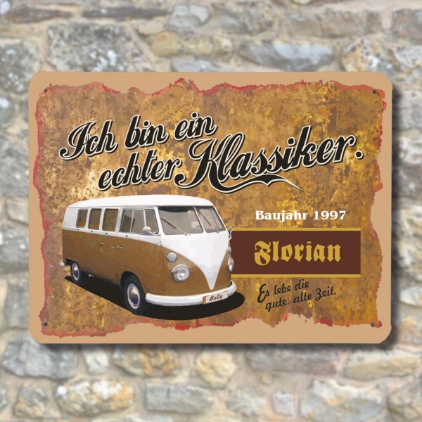 Individuelles Vintage Nostalgie Blechschild bedruckt mit Namen