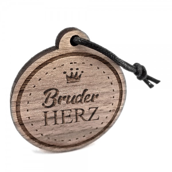 Anhänger aus Holz mit Gravur "Bruderherz"
