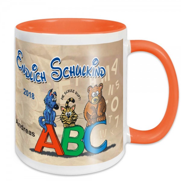 Tasse zum Schulanfang personalisiert mit Namen und Jahr