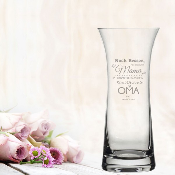 Gravierte Vase mit Spruch *Noch besser als* für Mama
