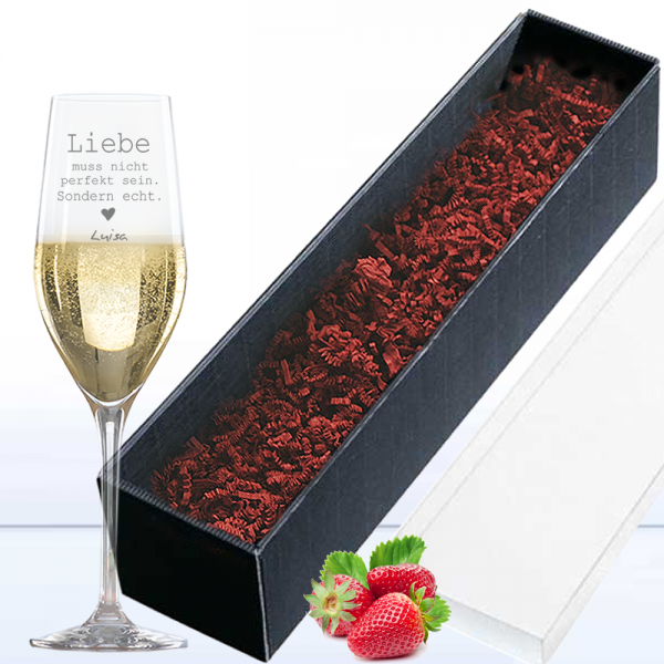 Sektglas mit Wunschgravur in Geschenkverpackung