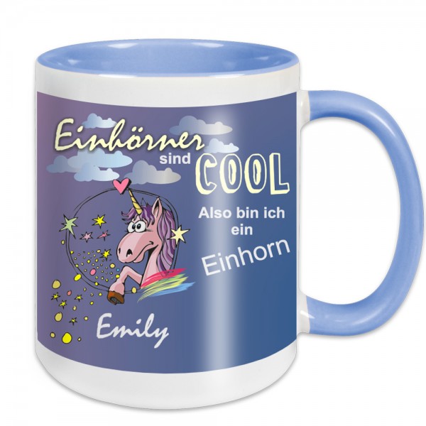 Einhorn Tasse mit Spruch und Name