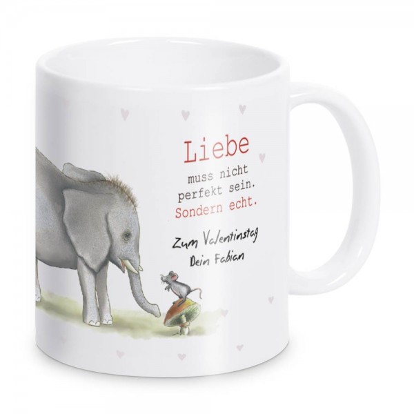 Tasse für Paare Liebe muss nicht... mit Namen - weiß