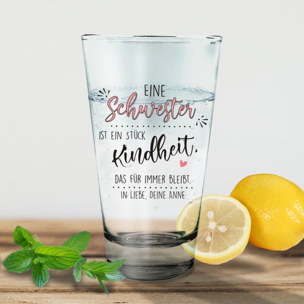 Longdrink Glas für deine Schwester bedruckt
