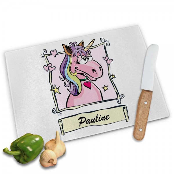 personalisiertes Einhorn Schneidebrett