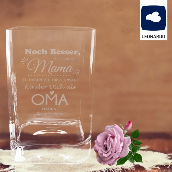 Vase von Leonardo mit Gravur *Noch besser als* für Mutti