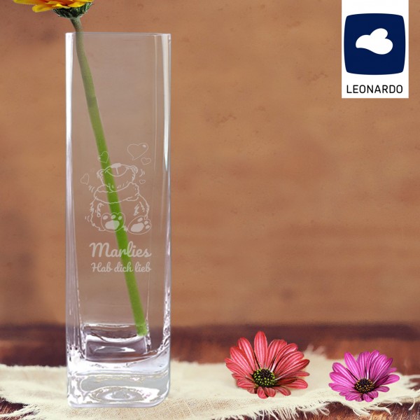 Moderne Vase von Leonardo mit Gravur *Bär* und Text