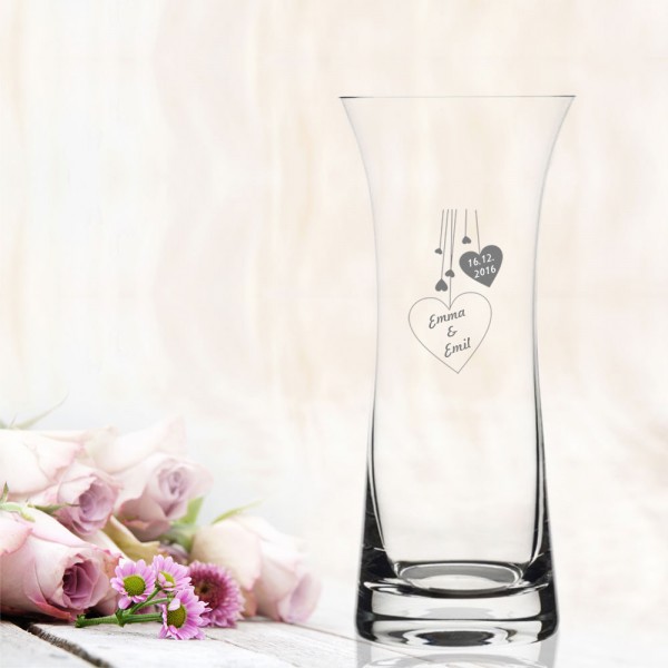 Vase mit Herz Gravur Liebe