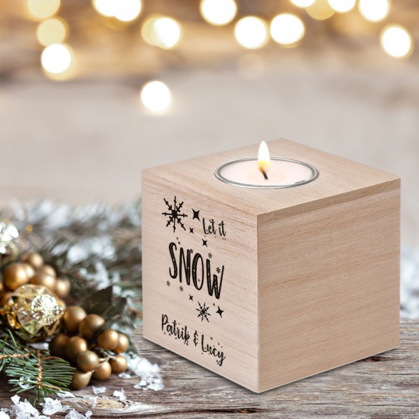 Stilvoll bedrucktes Teelicht / Teelichthalter personalisiert für die Adventszeit