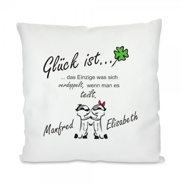 Kissen für Verliebte Glück ist... mit Namen bedruckt