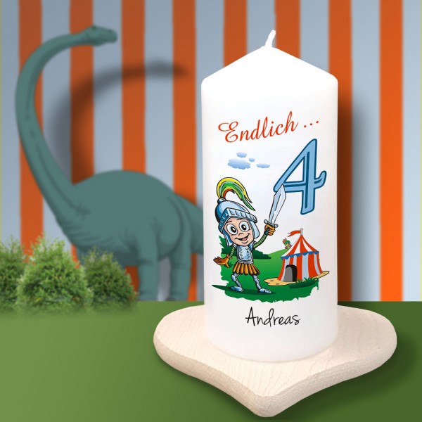 Putzige Geburtstagskerze für Kinder mit Rittermotiv