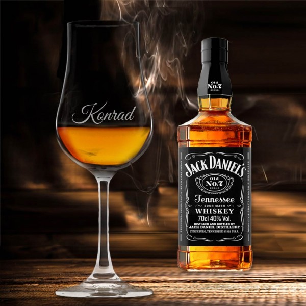 Graviertes Whiskyglas und Jack Daniel´s als Geschenkset