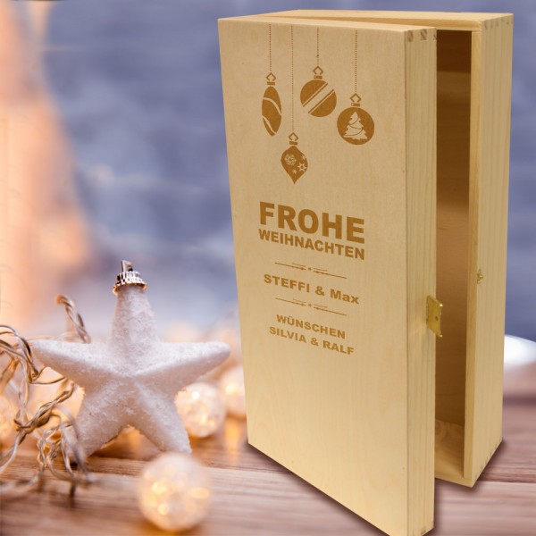Holz Geschenkbox für Weihnachten mit Gravur 2er