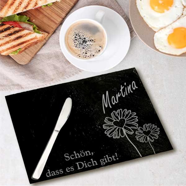 Frühstücksbrettchen aus Schiefer, individuell graviert