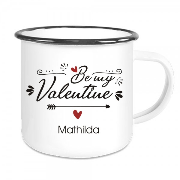 Valentinstag Emailletasse mit Wunschnamen