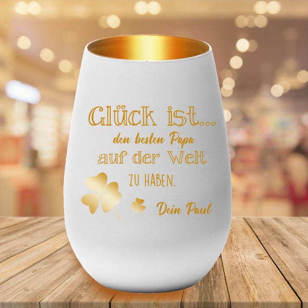 Windlicht *Glück ist* mit persönlicher Gravur