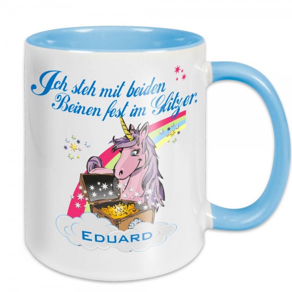 Einhorn Tasse Glitzer mit Namen