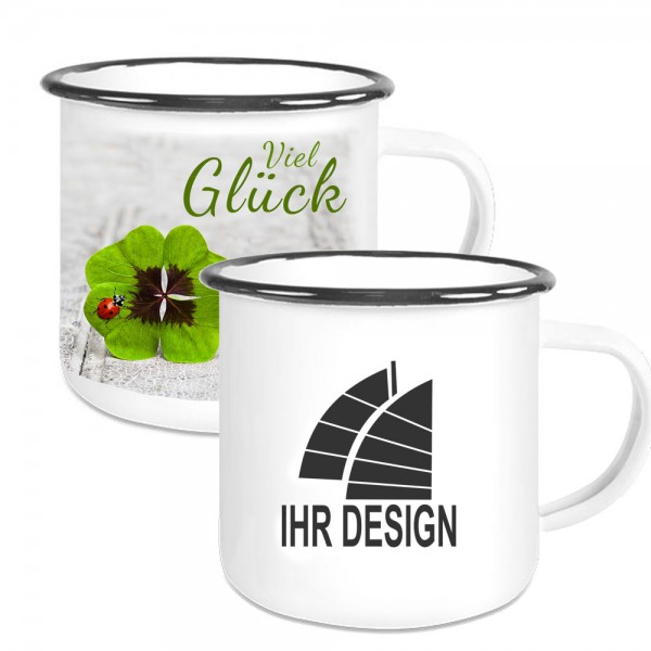 Emaille Tasse / Becher mit Logo bedrucken