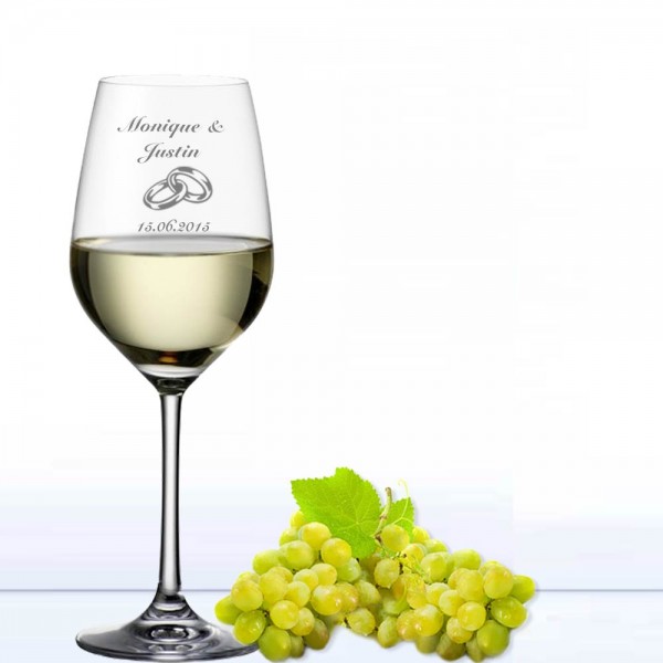 Weinglas Hochzeit - Weißwein Ringe