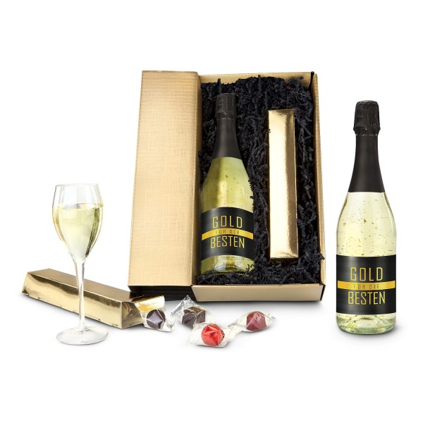 Gold für die Besten Sektflasche im Geschenk Set