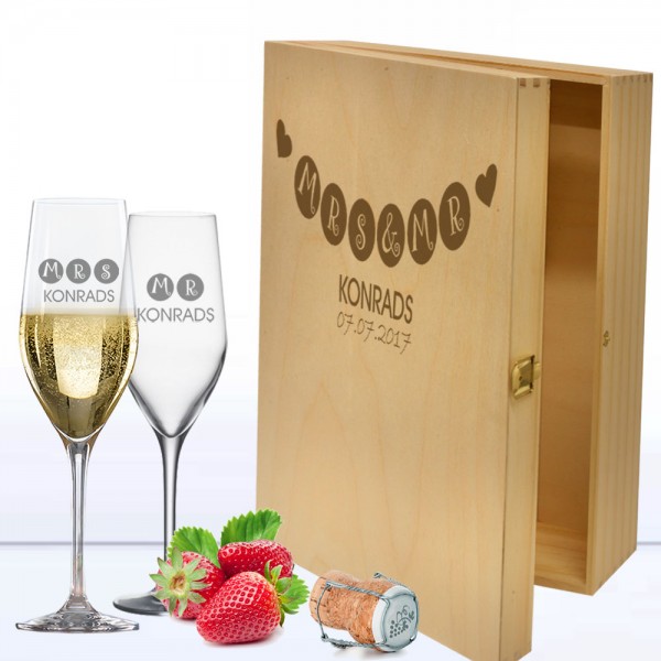 Sekt Geschenkset in Holzkiste