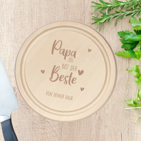 Frühstücksbrettchen mit Gravur als Geschenk für Papa