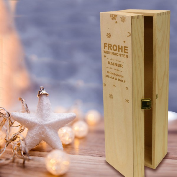 Holzbox zu Weihnachten für Geschenke mit Gravur 1er