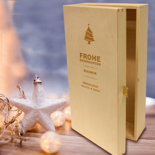 Geschenkkiste aus Holz Weihnachten graviert 2er
