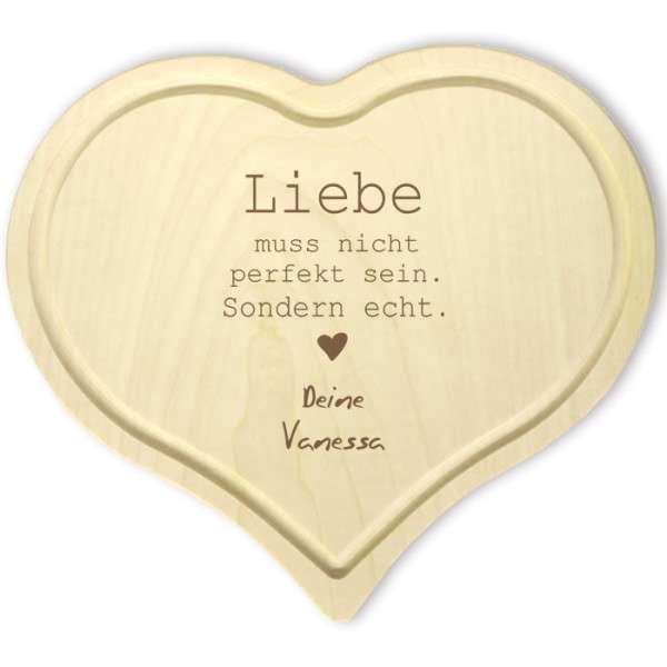 Herzbrettchen Liebe muss nicht - graviert mit Ihrem Wunschtext