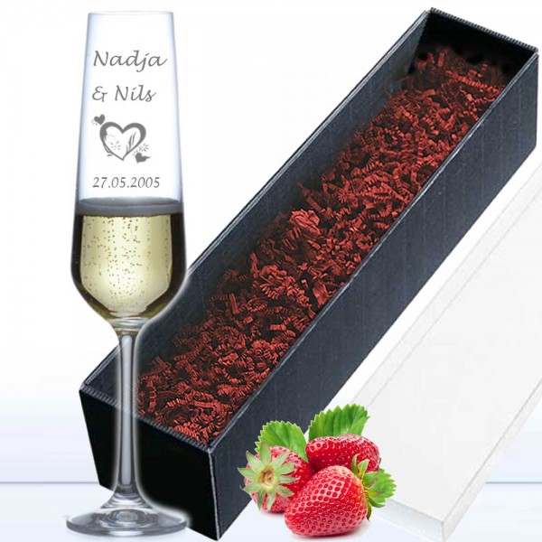 Sektglas Hearts in Geschenkverpackung