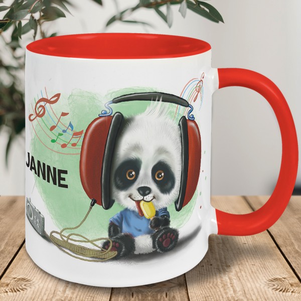 Panda Keramiktasse für Jungs individuell mit Namen bedruckt