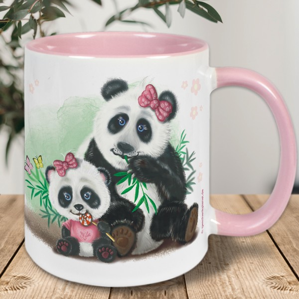 Panda Tasse für die Mama / Oma und Tochter mit Namen und Wunschtext