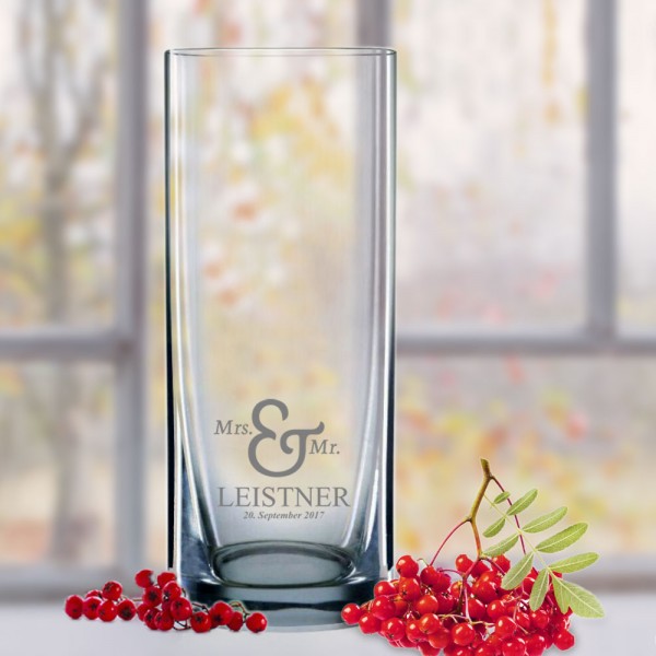 Vase mit Gravur zur Hochzeit