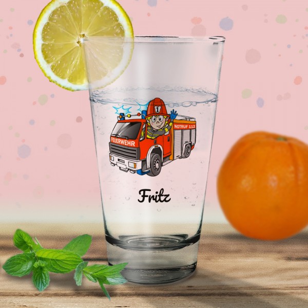Feuerwehr Trinkglas/Saftglas bedruckt mit eigenem Namens
