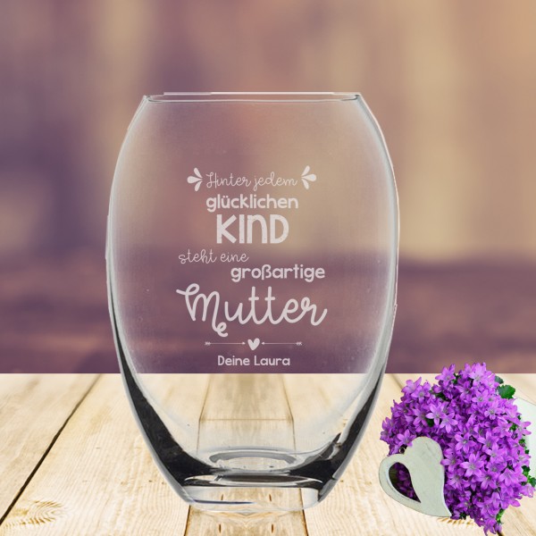 Vase mit Gravur als Geschenk für die Mama
