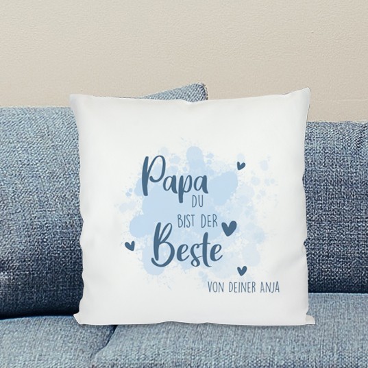 Papa du bist der Beste - personalisiertes Kissen