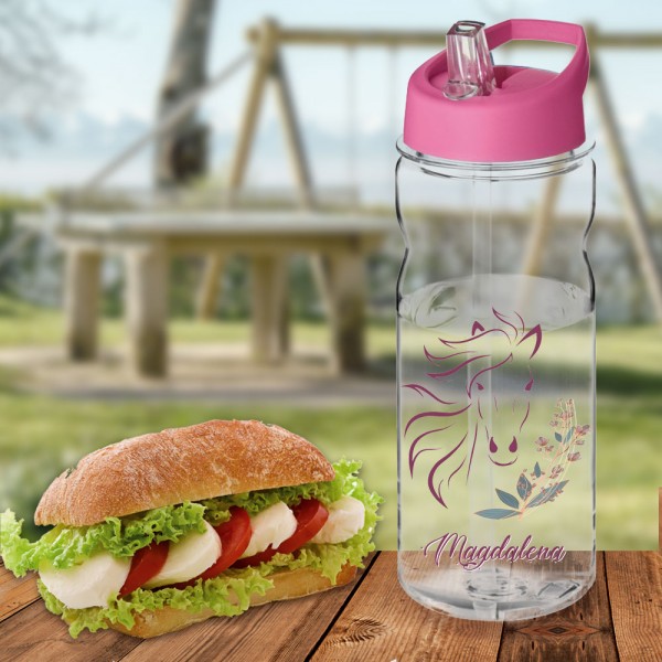Pferde - Trinkflasche 650 ml Kinder, personalisiert mit deinem Namen
