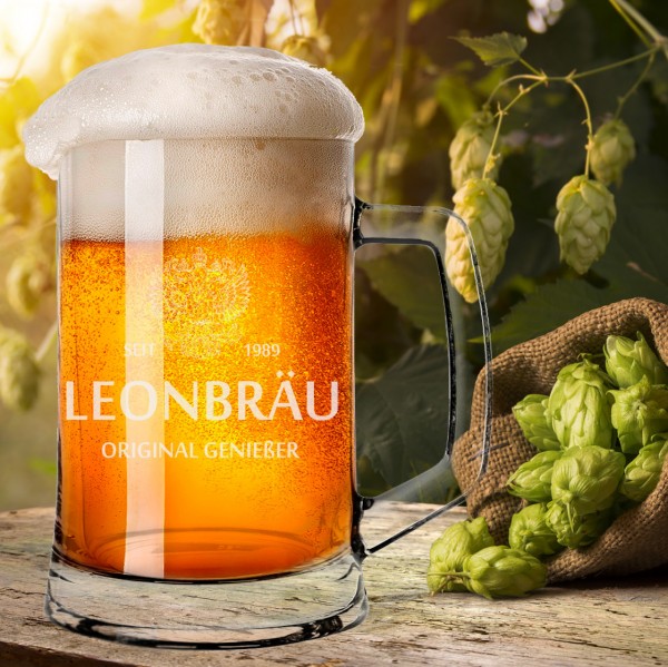 Bierkrug / Bierseidel mit Motiv und persönlicher Namensgravur