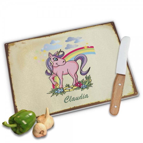 Einhorn Geschenke Schneidbrett bedruckt