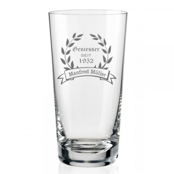 Longdrinkglas mit Gravur von Leonardo