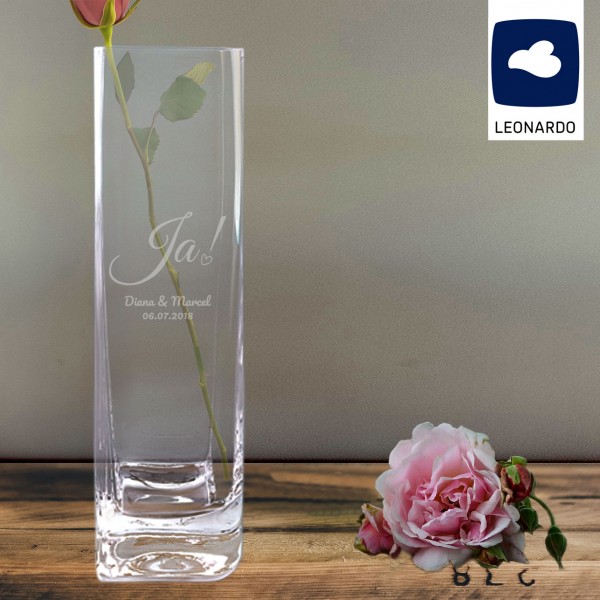 Hochzeitsgeschenk Vase von Leonardo mit Gravur *Ja*