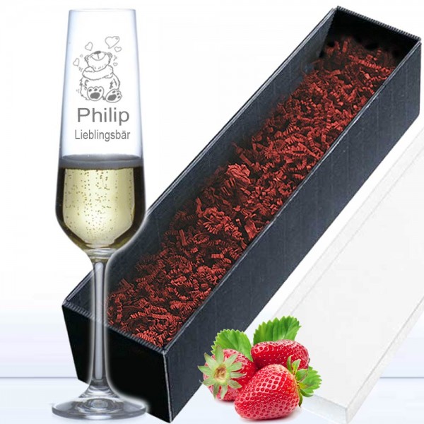 Sektglas Liebhabbär in Geschenkverpackung