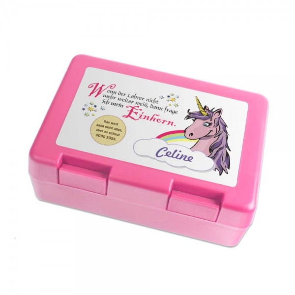 Individuelle Lunchbox mit Namen Einhorn