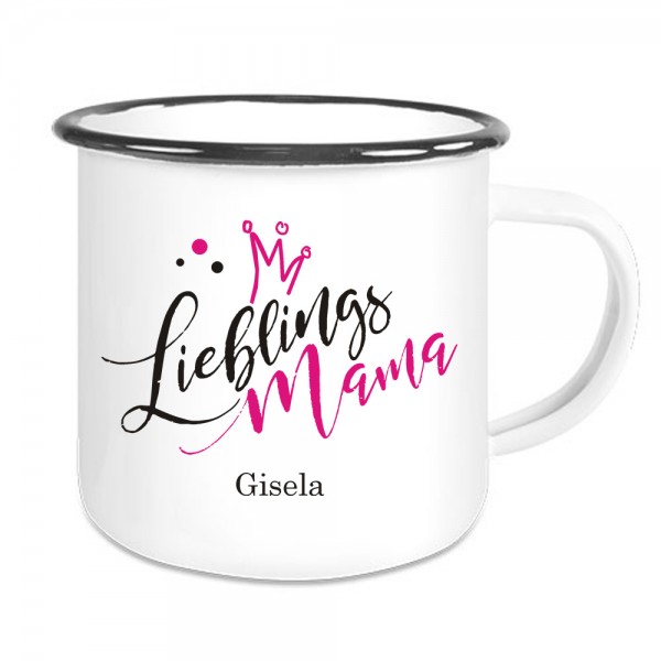 Emaille Tasse Lieblings-Mensch mit Ihrem Wunschnamen