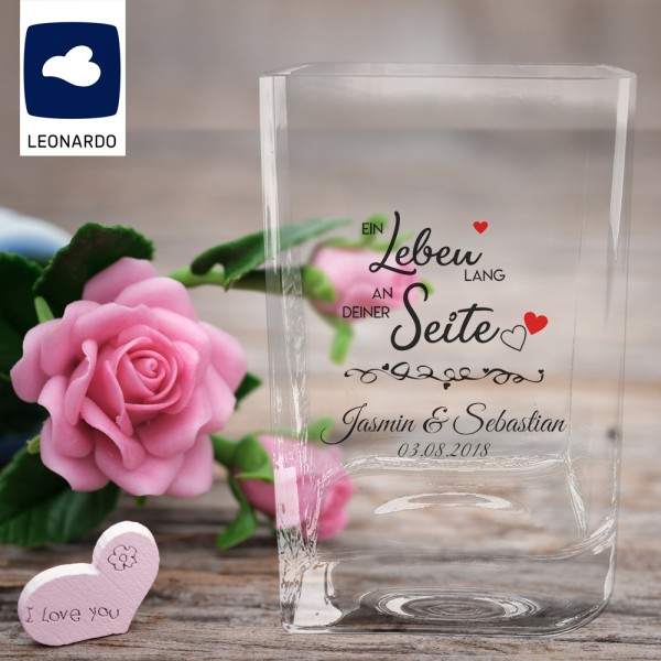 Persönlich bedruckte Blumen-Vase mit euren Namen und Text