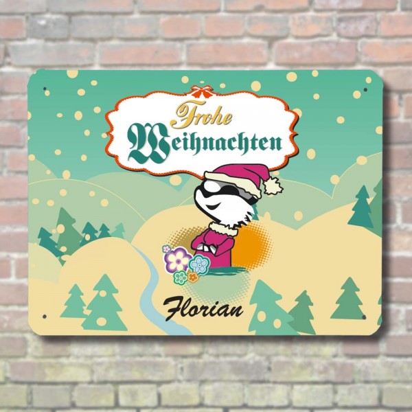 Blechschild Frohe Weihnachten mit Namen