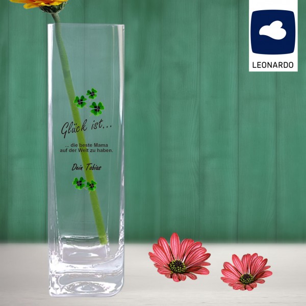 Leonardo Vase - Glück ist - mit individuellen Text bedrucken