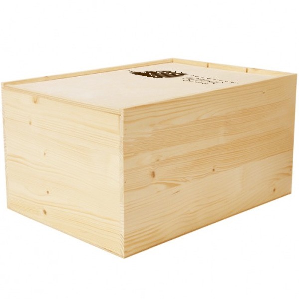 Holzkiste für 6 Flaschen mit Schiebedeckel
